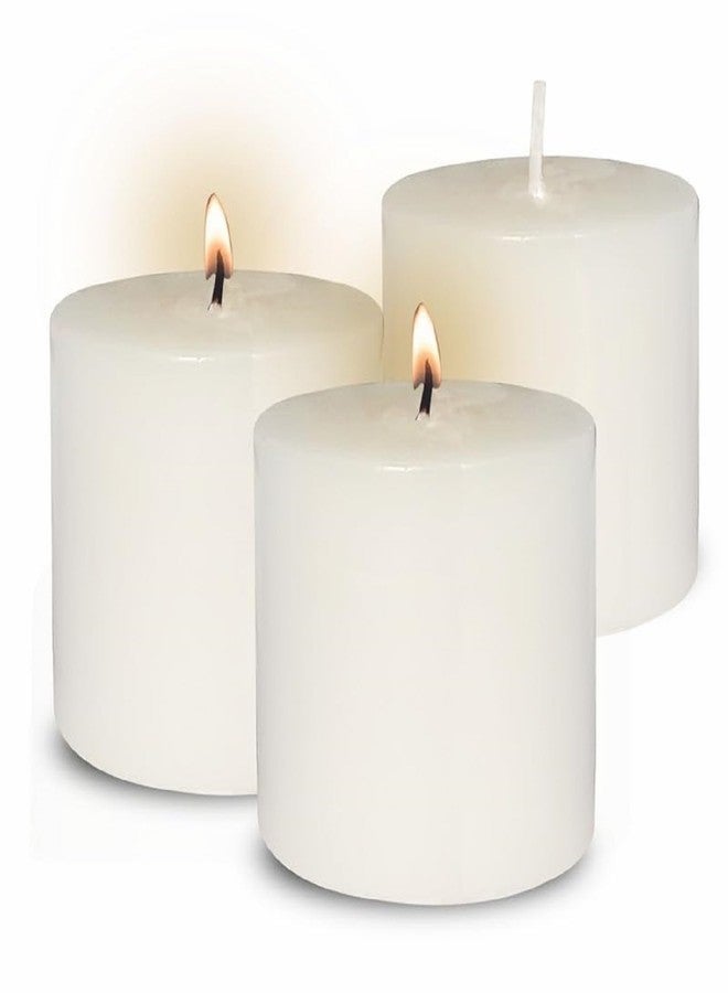 Pure Source India Wax Scented Pillar Candles Smokeless & Dripless (Jasmine - White) Set of 3 - Image 1